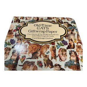 Old-Time Cats Gift Wrap Paper NIP (2) Sheets (3) Gift Cards Dover Publications